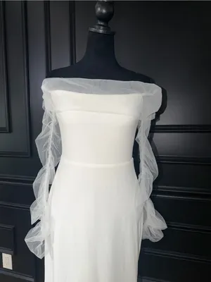NWOT-Lulus wedding collection beloved mesh off shoulder dress thumbnail 4