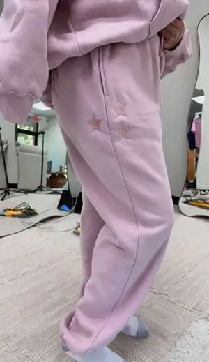Sunkissed Coconut Brand New Release Powder Purple Embroidered Sweatpants thumbnail 4