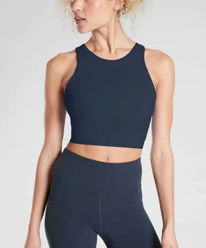 Athleta Navy Conscious Crop Padded Sports Bra Top thumbnail 2