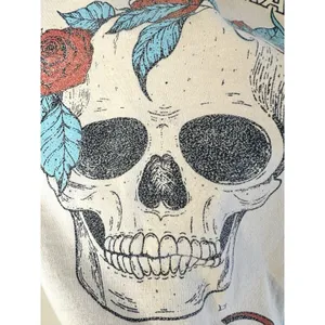 Poison Band Tee T-Shirt XS Skull Roses Life Loves A Tragedy Graphic Retro‎ Cream thumbnail 14