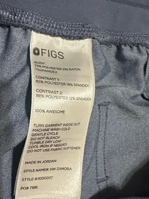 Figs Blue Jogger Scrub Pants with Pink Drawstring thumbnail 2