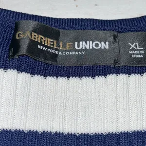Gabrielle Union New York & Company Navy White Striped Knit Midi Dress XL thumbnail 8