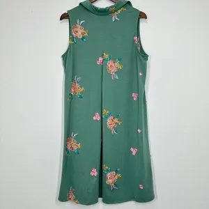 Figueroa & Flower Size Large Green Floral‎ Embroidered Collared A Line Dress thumbnail 2