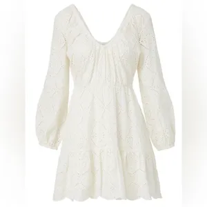 NEW VERONICA BEARD White Eyelet Cotton CALIBRA Mini Sun dress SZ 6 thumbnail 7