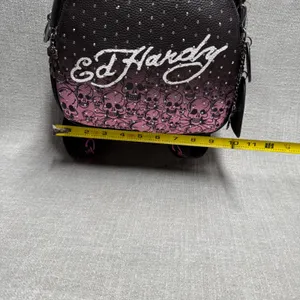 Ed Hardy Mini Backpack Pink‎ Black Skull Rhinestone Y2K NWT Vegan Leather thumbnail 6