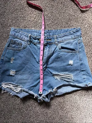 Denim Distressed Women’s Shorts Blue Size M thumbnail 3