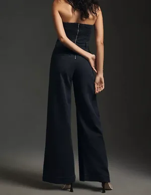 Anthropologie Pilcro Strapless Polished Wide-Leg Denim Jumpsuit, Size 4 thumbnail 6