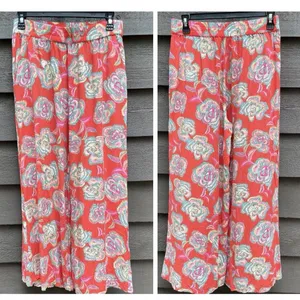 Resort Boho Floral Wide Leg Pants Z Supply Dante Tango Red Cruise Rayon M thumbnail 2