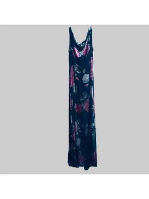 Jeffrey & Dara Vintage Velvet Black Rose Maxi Dress Women 12 thumbnail 3