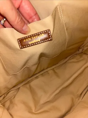 Ann Taylor Blush Canvas Tote with Brown Trim and Handles thumbnail 4