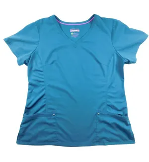 Healing Hands Purple Label Yoga V-Neck Scrub Top Teal XL thumbnail 1