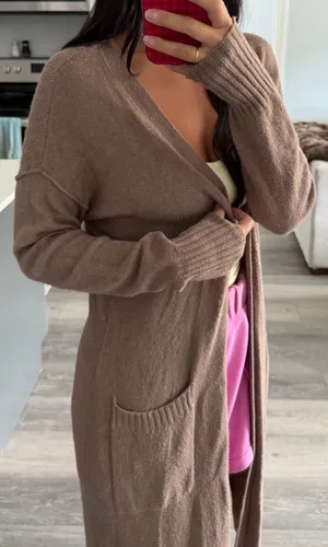 Long Brown Cardigan thumbnail 2
