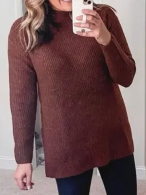 Old Navy Women's‎ Size Medium Cozy Tunic Pullover Sweater Rust Brown Mock Neck thumbnail 1