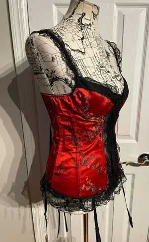 Vintage y2k Lace Floral Corset Steampunk Victorian Gothic Satin thumbnail 4