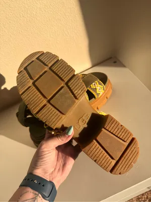 UGG Olive Green Braided Platform Sandals with Yellow Accents thumbnail 3