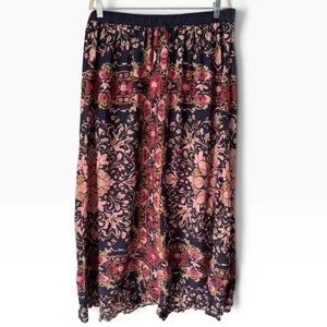 NWT Natural Life Navy Blue Pink Floral Button Front Maxi Skirt Size XL thumbnail 2
