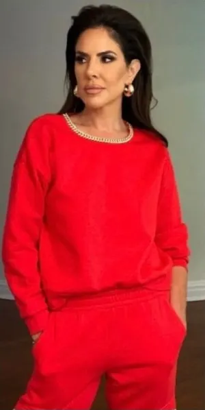 Generation Love Red Collina Chain‎ Sweatshirt & Misha Sweatpants Set Size XXS thumbnail 1