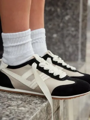 FREE PEOPLE NIB NWT Aces Tennis Shoes / Black + Oyster Combo thumbnail 1