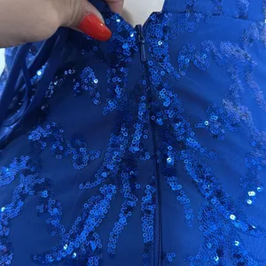 Blue Sequin Dress short woman size 4 wedding party nightclub homecoming thumbnail 8