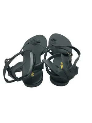 Breckelles Womens Sandals Strappy Ankle Strap Faux Leather Buckle Black 8.5 thumbnail 3