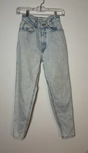 Vtg Jordache womans blue skinny jeans light wash Mom jeans button flap 2 80s thumbnail 1