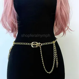 Gold Y2K Mini Buckle Layered Draped Chain Belt, Fits 25-43 Inches, X7GA1368 thumbnail 3