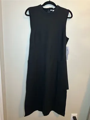 Avec Les Filles Black Belted Midi Dress Size 14 NWT $138 1N04K21 thumbnail 12