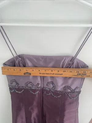 Marisa Baratelli Thai Silk Beaded Gown Spagetti Straps/Strapless Plum Mauve 2 thumbnail 10