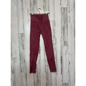 Indero High Rise Leggings Womens Small Burgundy Stretch Athleisure thumbnail 2
