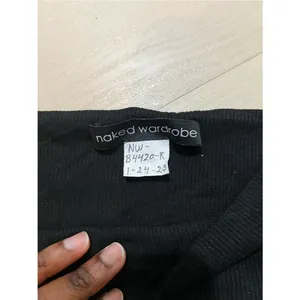 Naked Wardrobe NEW Women Black Spaghetti Strap Ribbed Knit Bodysuit thumbnail 3