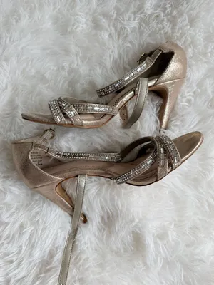 Kelly & Katie Reekie Gold Strappy Rhinestone Heeled Sandals thumbnail 5