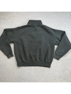 Fear Of God Essentials Quarter Zip Sweatshirt Faded Black Women Cropped Boxy Fit thumbnail 2