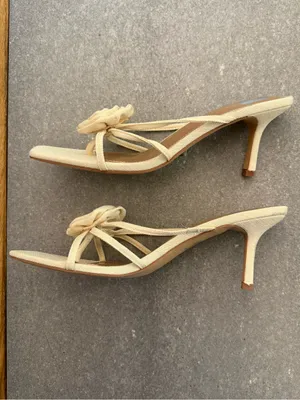 DV Dolce Vita Zelly Rosette Sandal Cream Canvas Strappy Heels Size 11 thumbnail 6