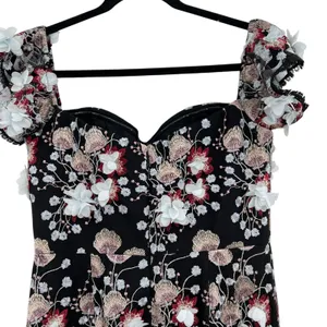 Dress‎ the Population Tara Floral Embroidered Black Multi Dress Size Large thumbnail 8