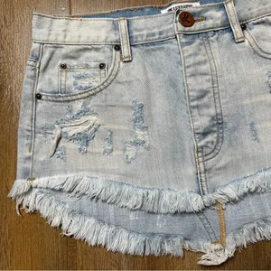 One Teaspoon One X Junkyard Denim Mini Skirt in Phoenix Size 25 Distressed Light thumbnail 4