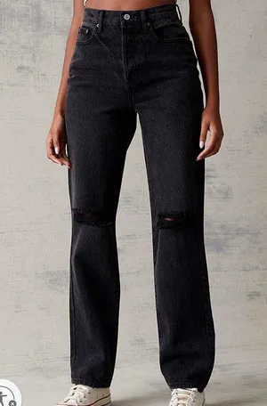 PacSun eco black distressed dad jeans thumbnail 1