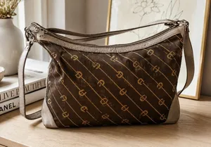 Etienne Aigner Vintage Monogram Logo Shoulder Bag Brown‎ Canvas Leather Trim thumbnail 1