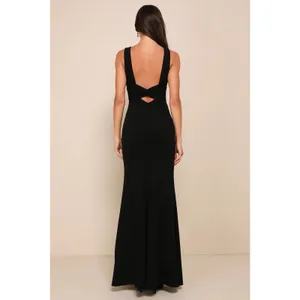 Lulus Love In Your Eyes Black Knotted Mermaid Maxi Dress Bridesmaid Party Small thumbnail 3