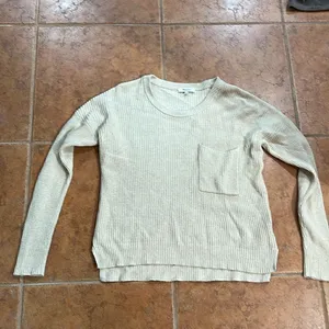 Madewell Sweater Women Beige Knit Cotton Blend Long Sleeve Slit‎ Pullover size S thumbnail 5