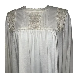 ANTHROPOLOGIE ELLA MARE Cream Lace Trim Pintuck‎ Blouse Top L/S EUC Size Medium thumbnail 3
