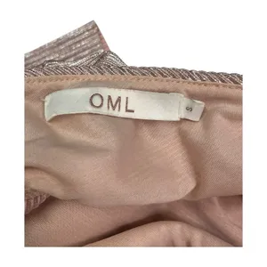 OML Mini Dress Womens Small Pink Metallic Pleated Halter Cocktail Party Sexy thumbnail 3