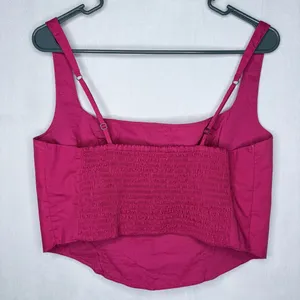 Abercrombie & Fitch Pink Poplin Crop Top thumbnail 8