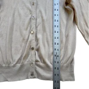 J Crew The Clare Cardigan Cream Sweater Womens M Beige Cotton Button Front Knit thumbnail 5
