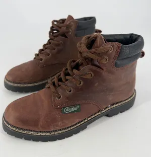 Candies Ankle Boots Womens 7.5 Brown Leather Lug Sole Vintage 90s Grunge Utility thumbnail 1