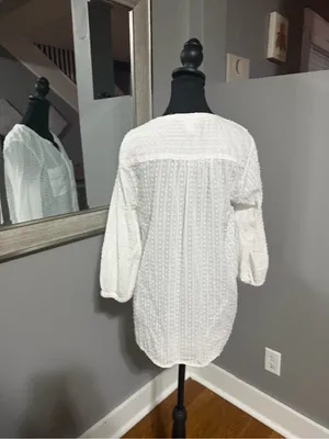 Anthropologie x Akemi + Kin white textured boho cottage-core button up top small thumbnail 4