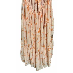Olia Tiered Maxi Dress Orange‎ Floral Chiffon Short Sleeve Women's Size X-Large thumbnail 6