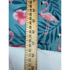 Free Planet Womens Flamingo‎ Tropical Floral T-Shirt Teal Blue Pink Large L thumbnail 4