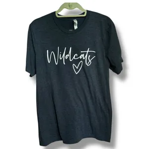 WILDCATS Heather‎ Blue Tee Bella Canvas Size Large Script thumbnail 3