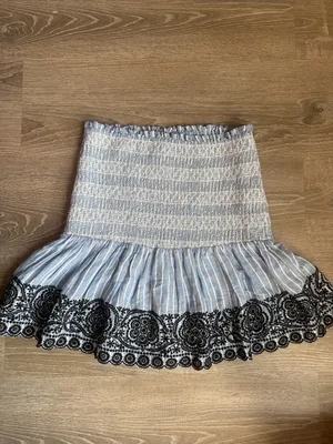 Anthropologie Maeve Smocked Linen Mini Skirt Small thumbnail 3