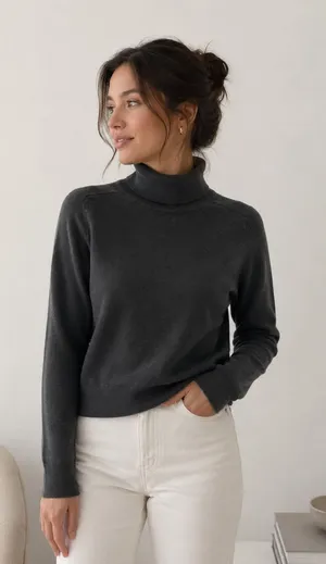 Quince 100% Cashmere Turtleneck Sweater XS Quiet Luxury Minimalist Classic thumbnail 1